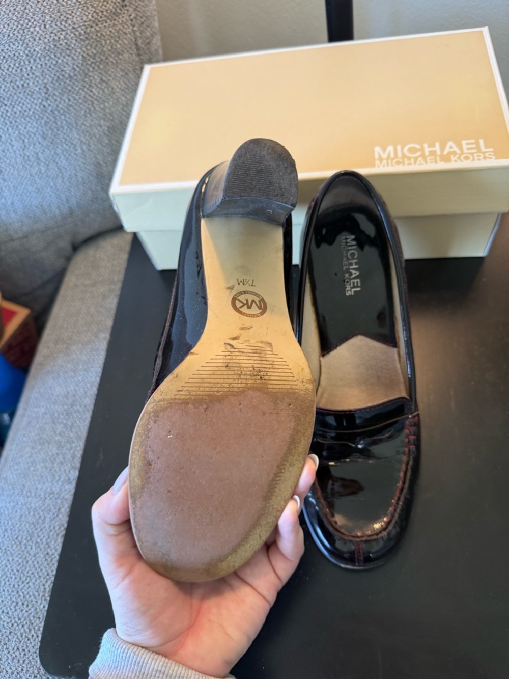Michael Kors Women's Patent Leather Loafers in Deep Burgundy - Picture 4 of 7